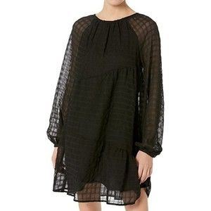 NWT Mango Black Oversized Textured Tiered Dress | Size: 12